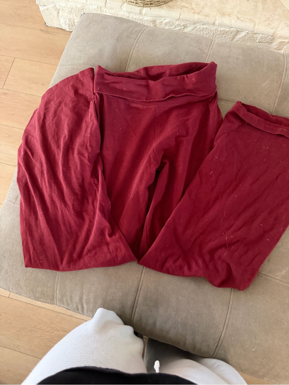 Women's High-Waist wide leg Leggings - Burgundy